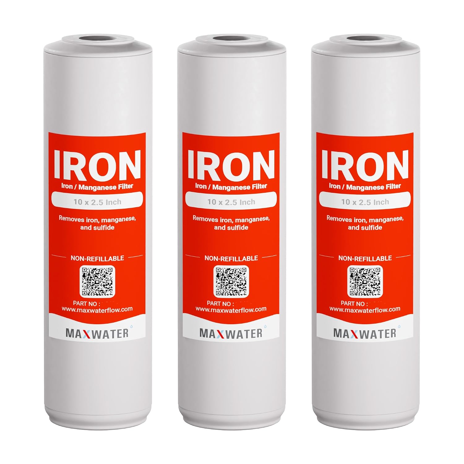 Max Water Iron & Manganese 3-Cartridge Replacement Set (10″×2.5″)